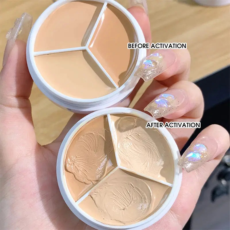XIXI Pure Holding Makeup Three Color Concealer Palette For Spots Acne Marks Dark Circles Nonstick Powder Finish