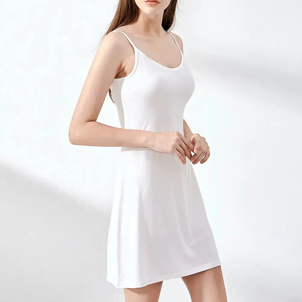 Plus Size Ice Silk Full Slip Dress Seamless Sleeveless Lightweight Underskirt Breathable Summer Wear