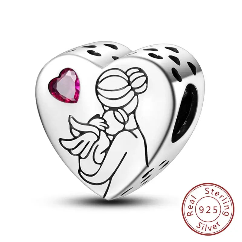 925 Sterling Silver Charms Beads Forever Love Heart Dangle For Bracelet Women Jewelry Gift Sister Family Life