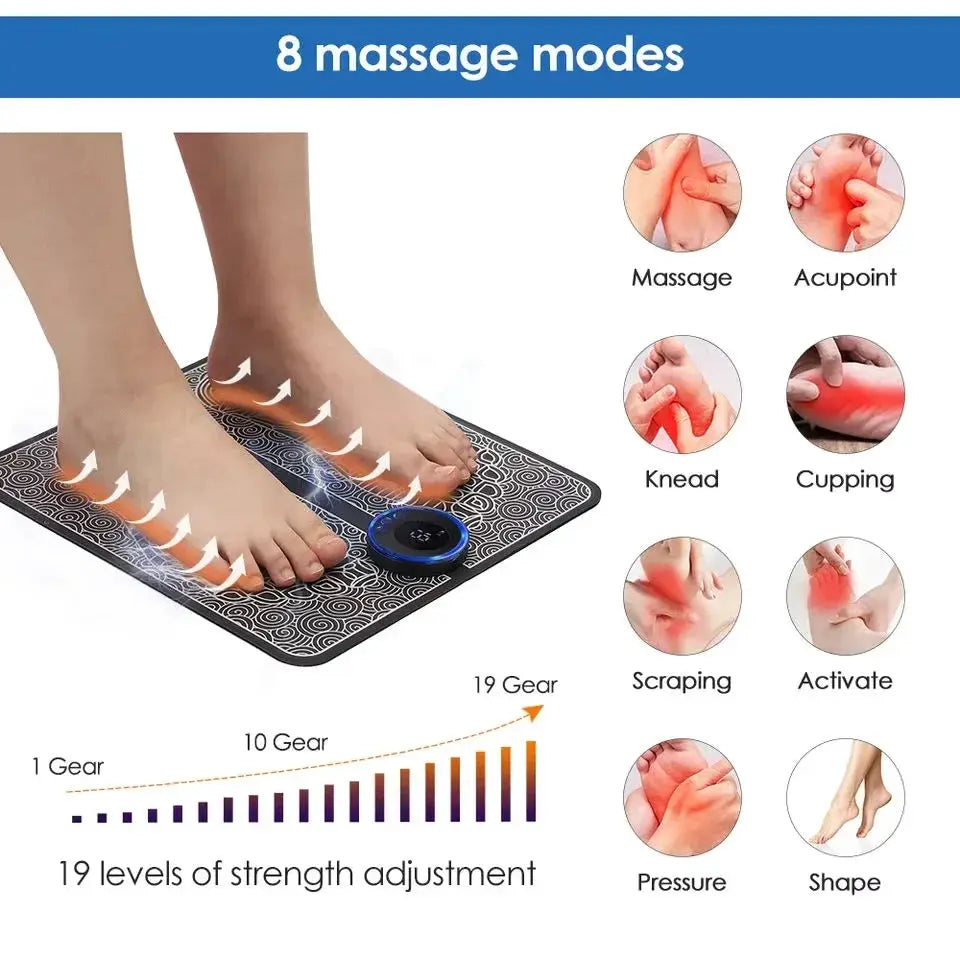 Electric Foot Massager Pad With EMS Therapy Portable Foldable Design For Feet Ankles Calves And Relaxation