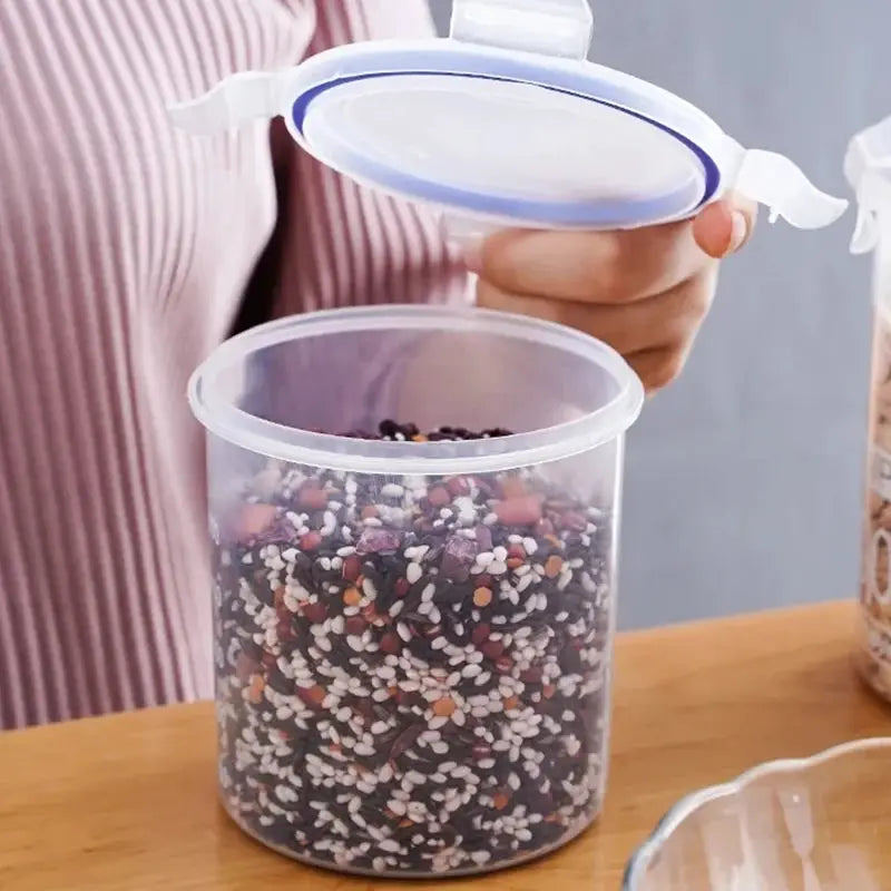 ClearSeal Plastic Sealed Storage Jar With Scale Airtight Large Capacity Container For Grains And Spices
