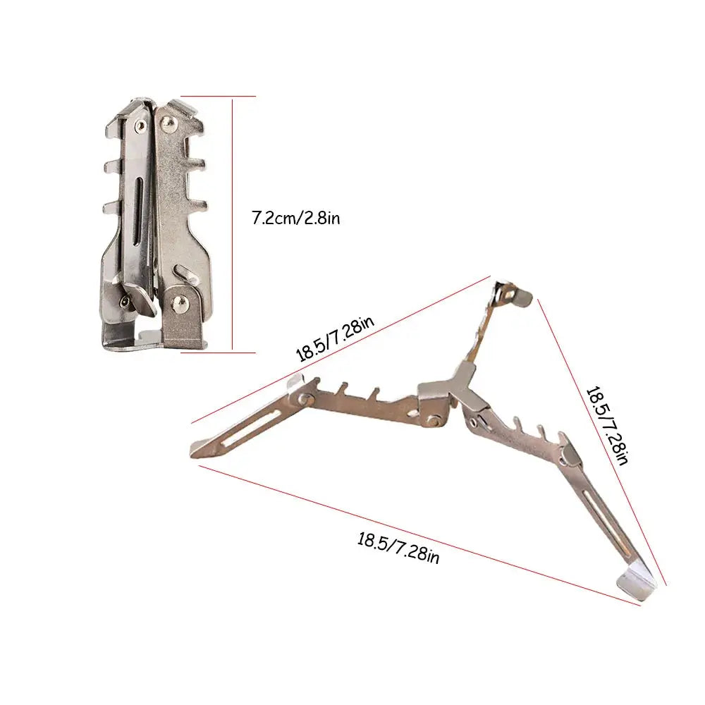 Outdoor gas cylinder tripod holder by Simples Market; foldable metal camping stove stand.