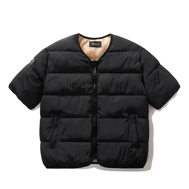 Simples Market black cotton-padded puffer vest jacket with zip front and side pockets