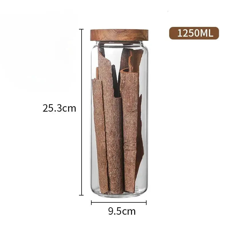 Glass Canister Set With Wooden Lids Airtight Jars For Kitchen Storage Cereal Dispenser And Pantry Organization