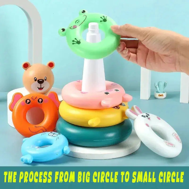 Baby Toys 0 To 12 Months Puzzle Pyramid Tower Cup Stacking Educational Toy Montessori Water Play Beach Pool Bathtub Gift