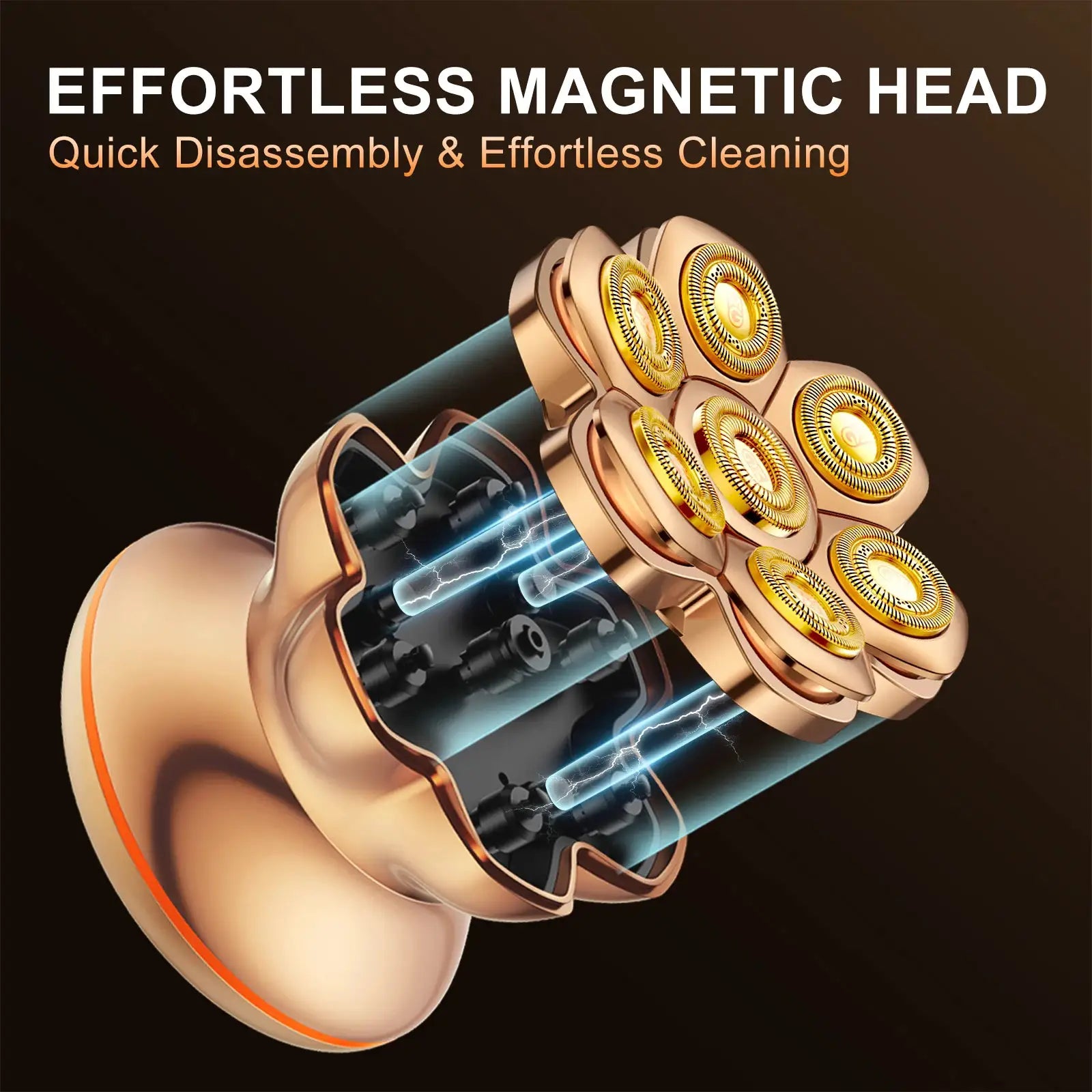 MAXGROOM Head Shaver PRO for Bald Men, gold magnetic 5-head razor
