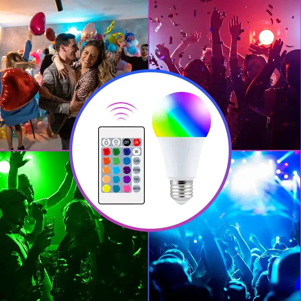 16 Colors RGB LED Bulb E27 220V Dimmable Multicolor Smart Lamp With 24 Key Remote
