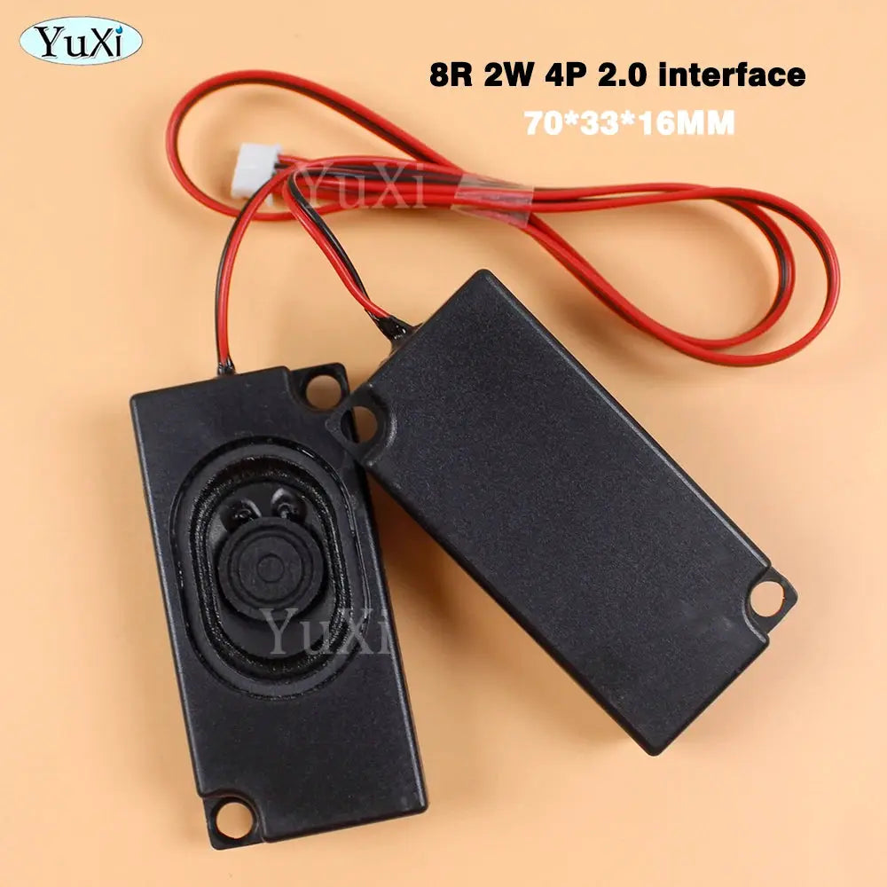 PC speakers YuXi black rectangular pair with red and black wiring