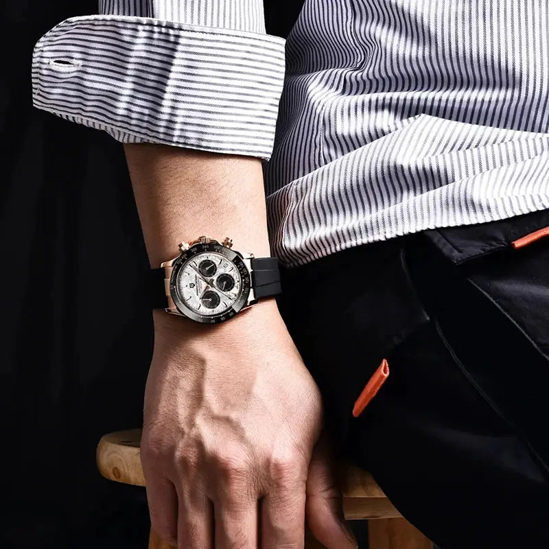 PAGANI DESIGN 40mm New V2 Mens Quartz Watch With Sapphire Crystal Retro Chronograph Stainless Steel Waterproof Wristwatch