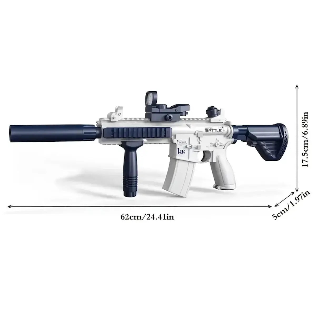 Unilabo M416 Electric Water Gun Battery Powered with External Water Bottle Attachment for Kids and Adults Outdoor Fun