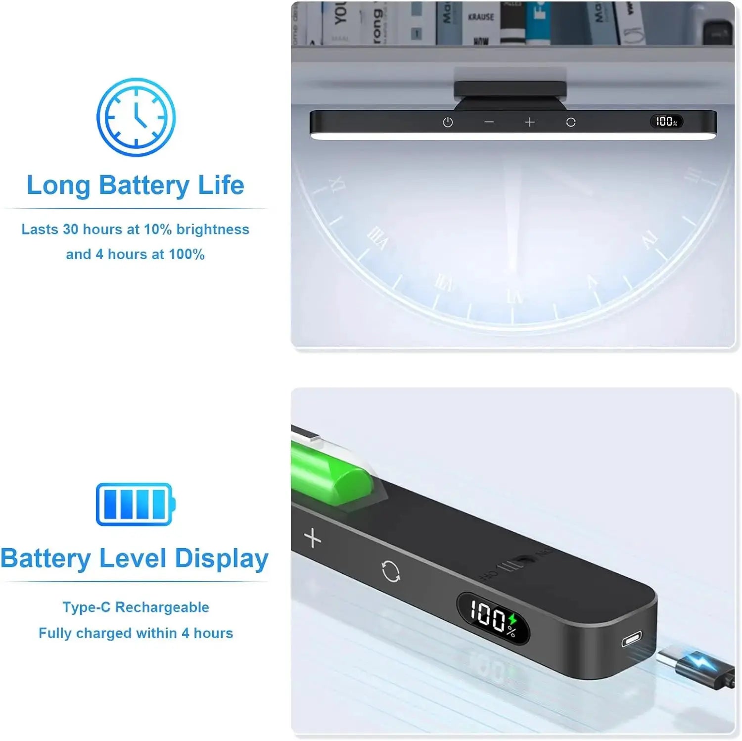 WILLED 5W dimmable night light under-cabinet with 3-color makeup light and 2500mAh rechargeable battery
