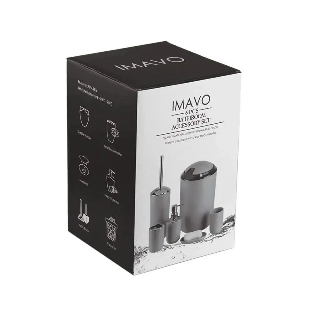 6-piece bathroom accessory set by Simples Market IMAVO in gray chrome finish