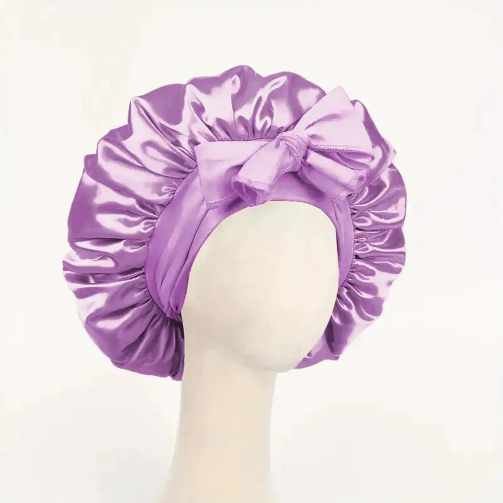 SilkNest Satin Silk Bonnet Adjustable Sleep Cap With Tie Band For Frizz Free Hair Keeps Hair Smooth Overnight