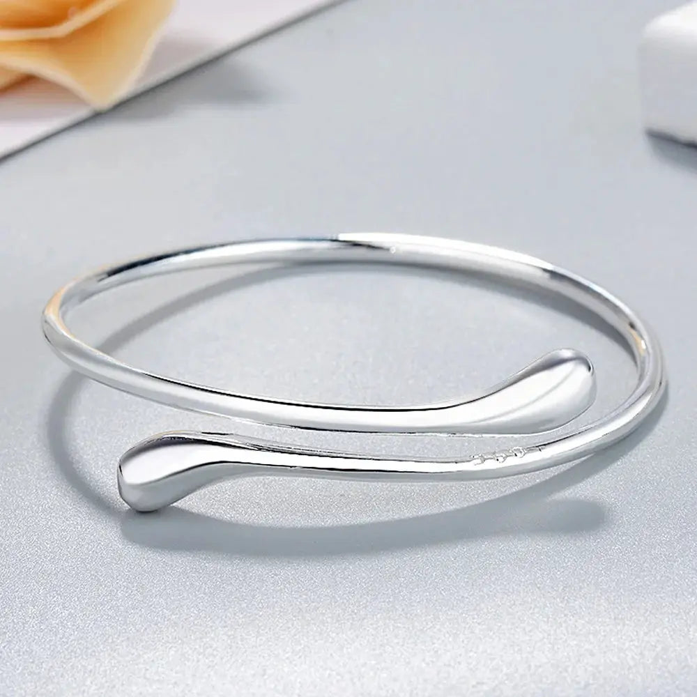 925 Sterling Silver Water Drop Charm Bracelet For Women Cuff Bangle Jewelry Wedding Party Gift