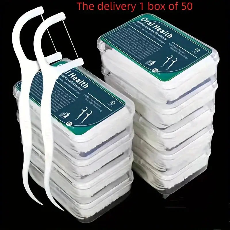 BrightSmile Disposable Dental Floss Picks 50 Count Deep Cleaning For Plaque Removal Portable Travel Pack