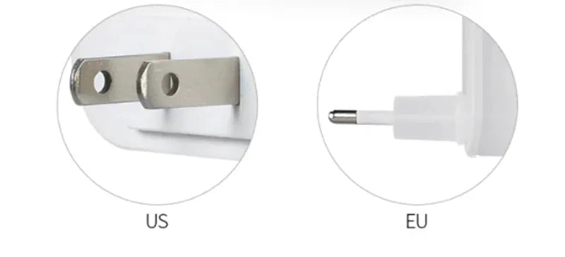 LED night light with US and EU plug adapters, white plastic by Simples Market