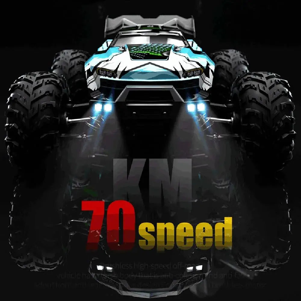 Teeggi 16101/16102 PRO 1:16 high-speed RC car with LED lights, blue-white body, 4WD monster truck by Simples Market