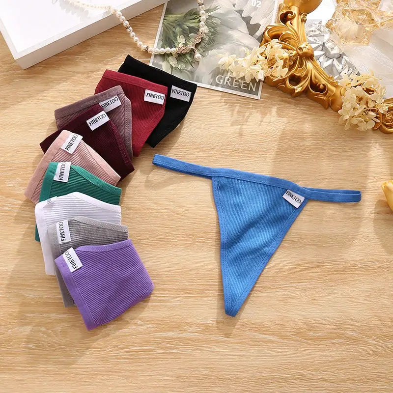7-piece Simples Market women's cotton low-rise thong set in assorted solid colors