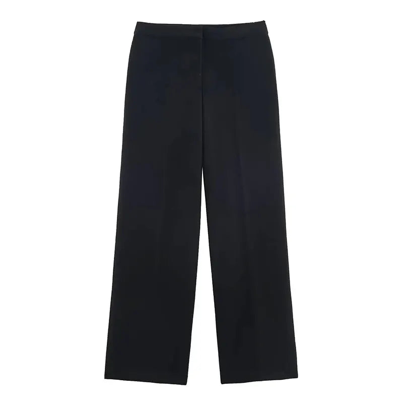 Women's black straight-leg dress pants for workwear