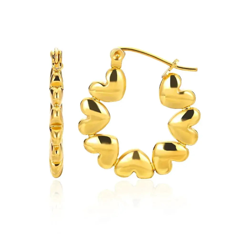 Hollow Zircon Heart Earrings For Women Stainless Steel Gold Color Jewelry Gift Free Shipping Luxury Wedding Accessory