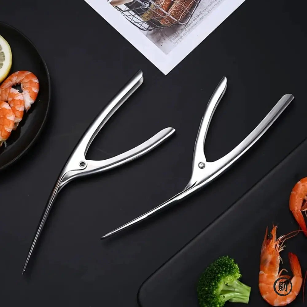 Stainless Steel Shrimp Deveined Device With Ergonomic Fishbone Design For Easy Shell Removal And Seafood Preparation
