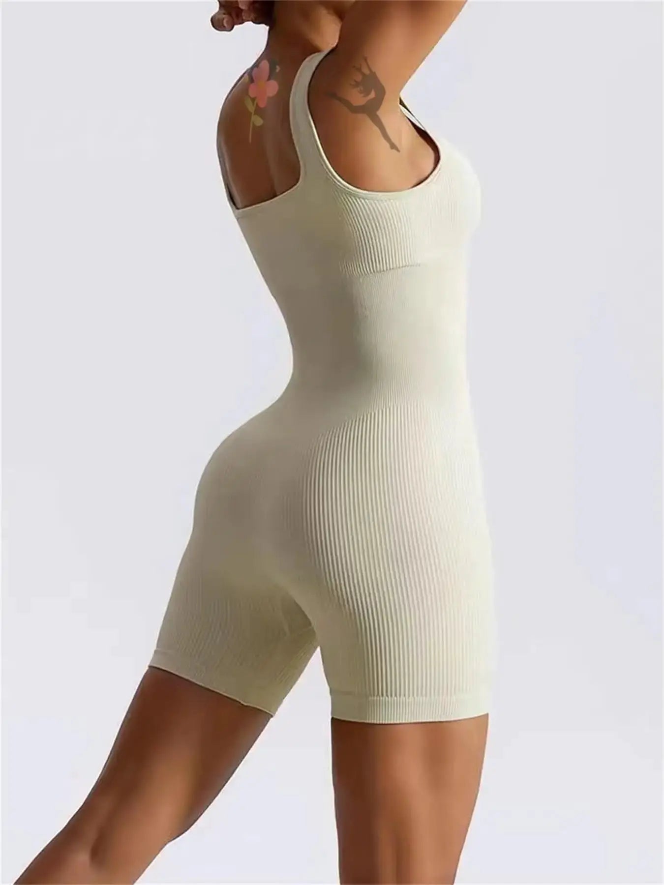 ZenFlex Women's Short Tracksuit Yoga Set One Piece Bodysuit Breathable Seamless Nylon Elastane For Flexible Comfort