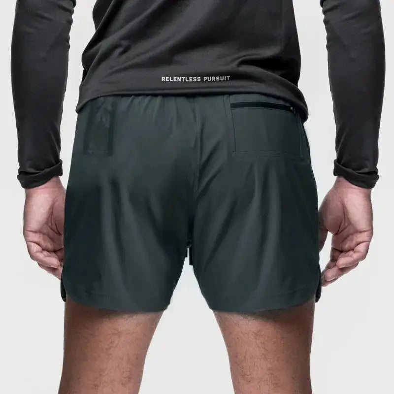 ASRV men's quick-dry green athletic basketball shorts with back zip pocket and patch pocket, Simples Market
