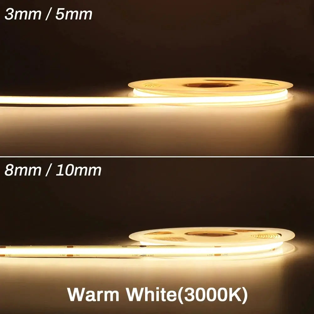 Cob Led Strip Lights 12V 24V Dimmable Tape 3mm 5mm 8mm Ice Blue Yellow Red Green Pink White For Home Decor RA90