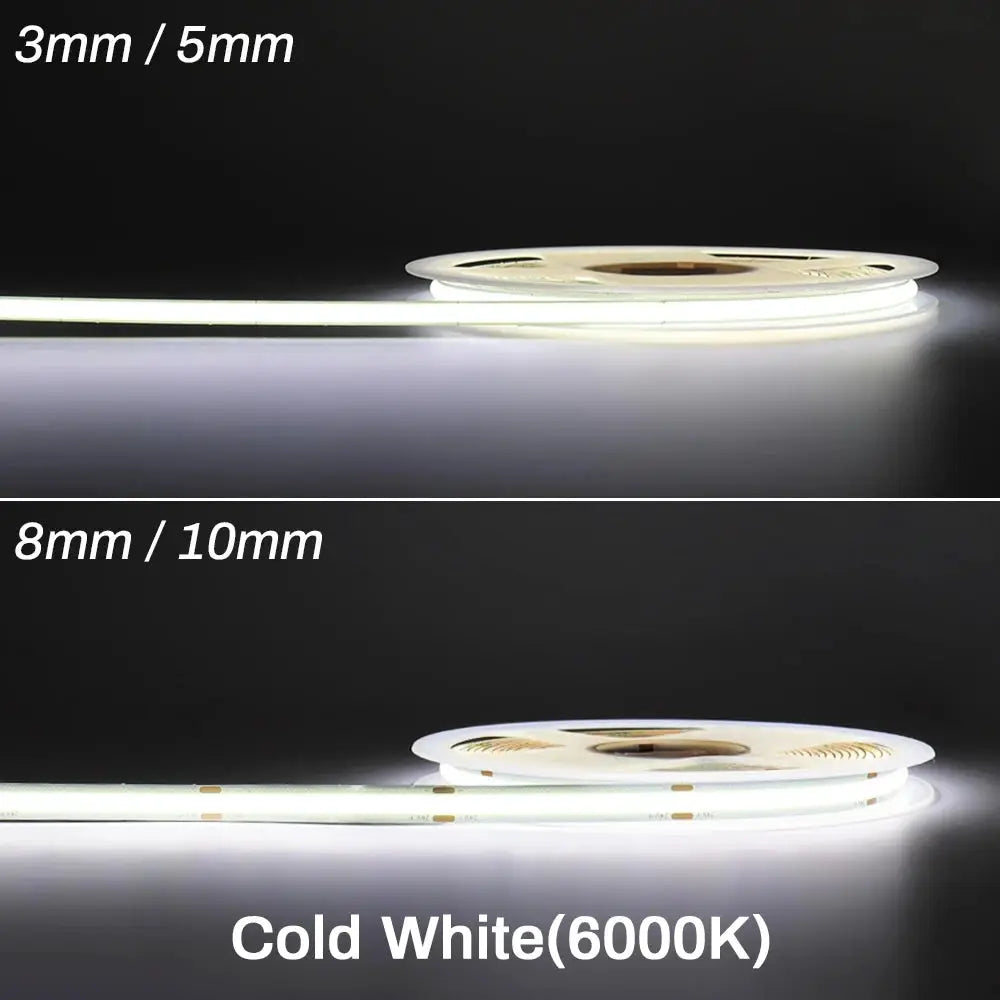 Cob Led Strip Lights 12V 24V Dimmable Tape 3mm 5mm 8mm Ice Blue Yellow Red Green Pink White For Home Decor RA90