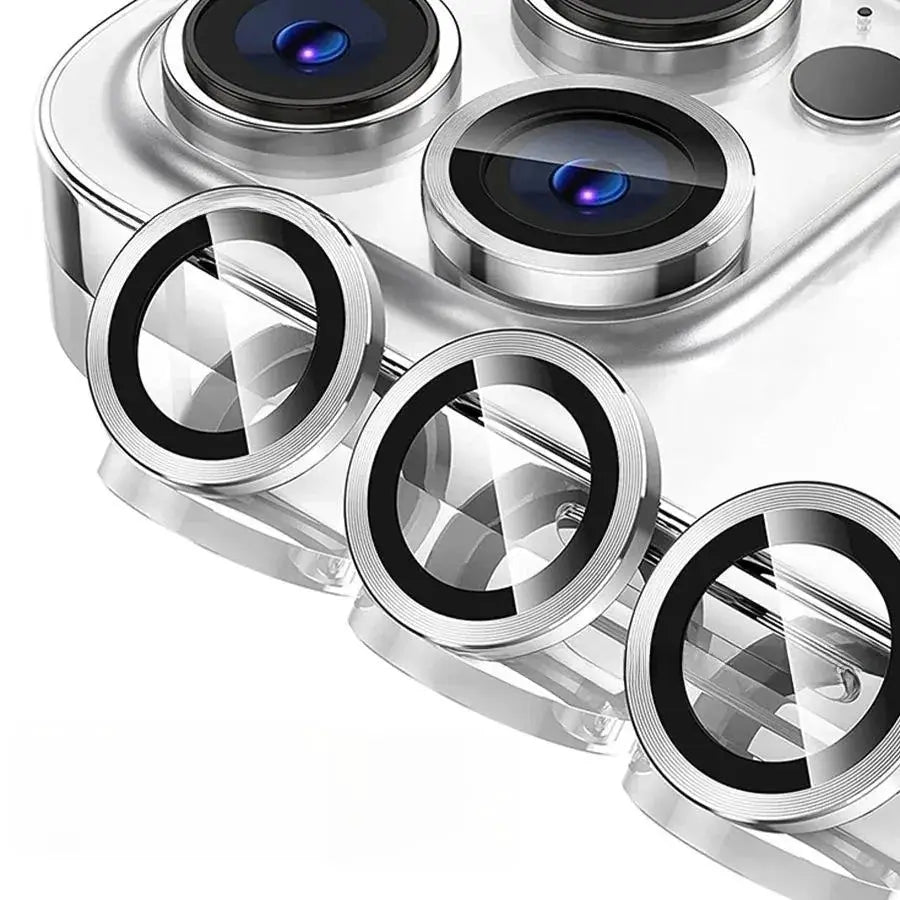 Camera lens ring set by Simples Market for Samsung Galaxy S25/S24/S23; silver metal rings with black inner borders