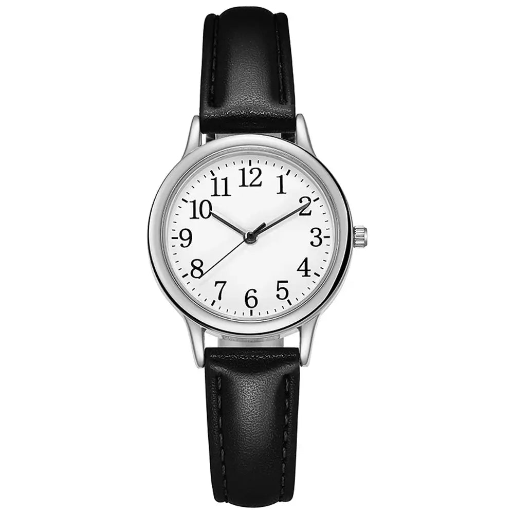 Leisure Fashion Women Quartz Wristwatch With Easy Read Arabic Numerals Simple Dial Candy Color PU Leather Strap