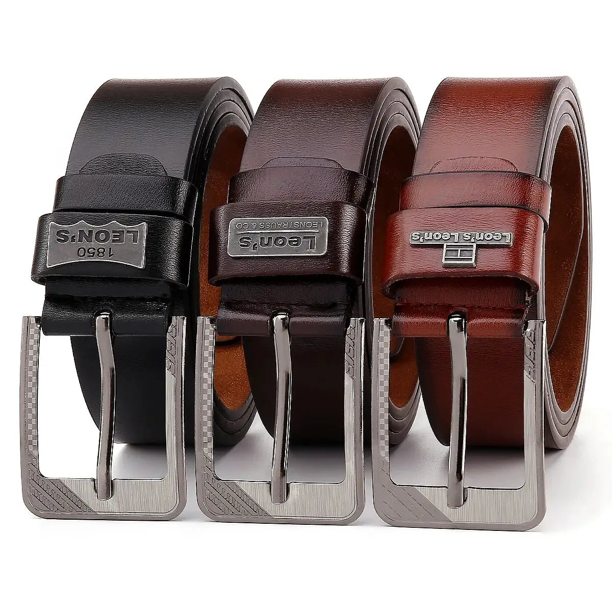 Leons Buckle Leather Casual Jeans Belt For Men Durable PU Material With Retro Luxury Style