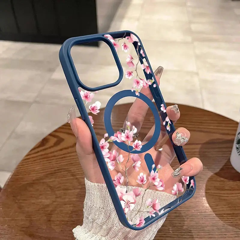 CherryGuard Pink Cherry Blossom Magnetic Phone Case For iPhone Series With Shockproof Protection