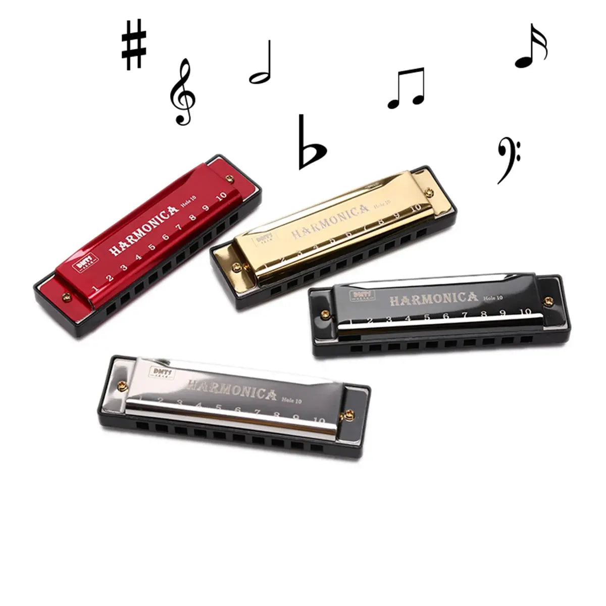 Key of C 10 Hole Diatonic Harmonica with Case for Beginners Kids Students Gift Bundle