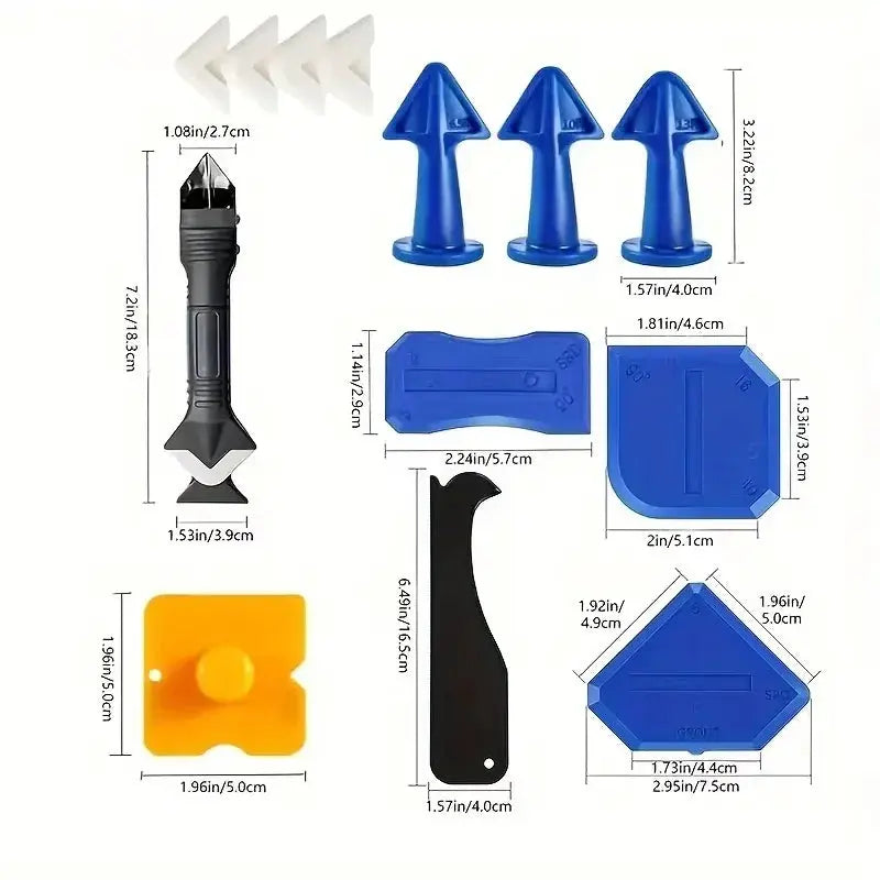 Versatile 15pcs silicone caulking set by Simples Market with blue nozzles