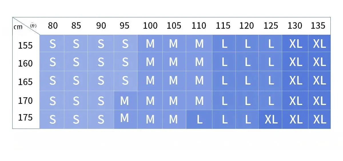 Women's yoga leggings size chart by Simples Market showing sizes S-XL mapped to heights 155-175 cm for accurate fit.