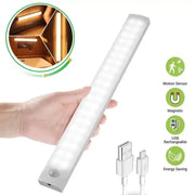 Motion Sensor Wireless LED Night Light USB Rechargeable For Cabinet Wardrobe Staircase Kitchen Backlight