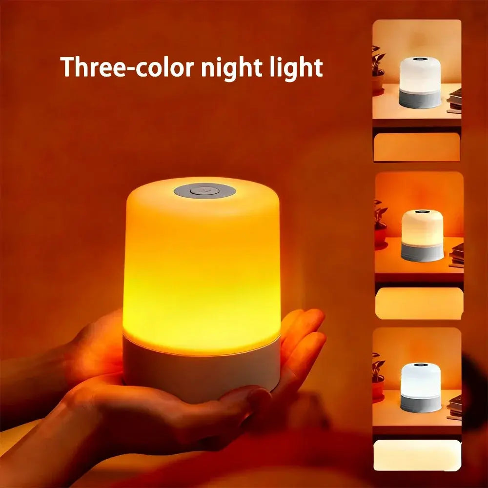 LuminaGlow LED Night Light Dimmable Lamp Rechargeable Or Plug In RGB Touch Control For Bedroom Bedside Reading