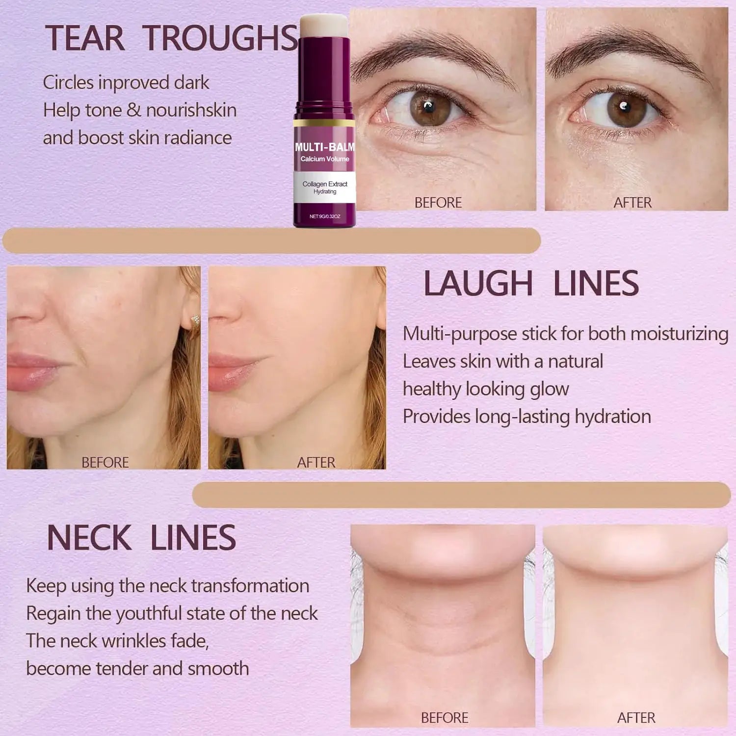 Korean Calcium Volume Multi Balm Stick Hydrating Firming Anti Wrinkle Collagen Infused Pre Makeup Moisturizer