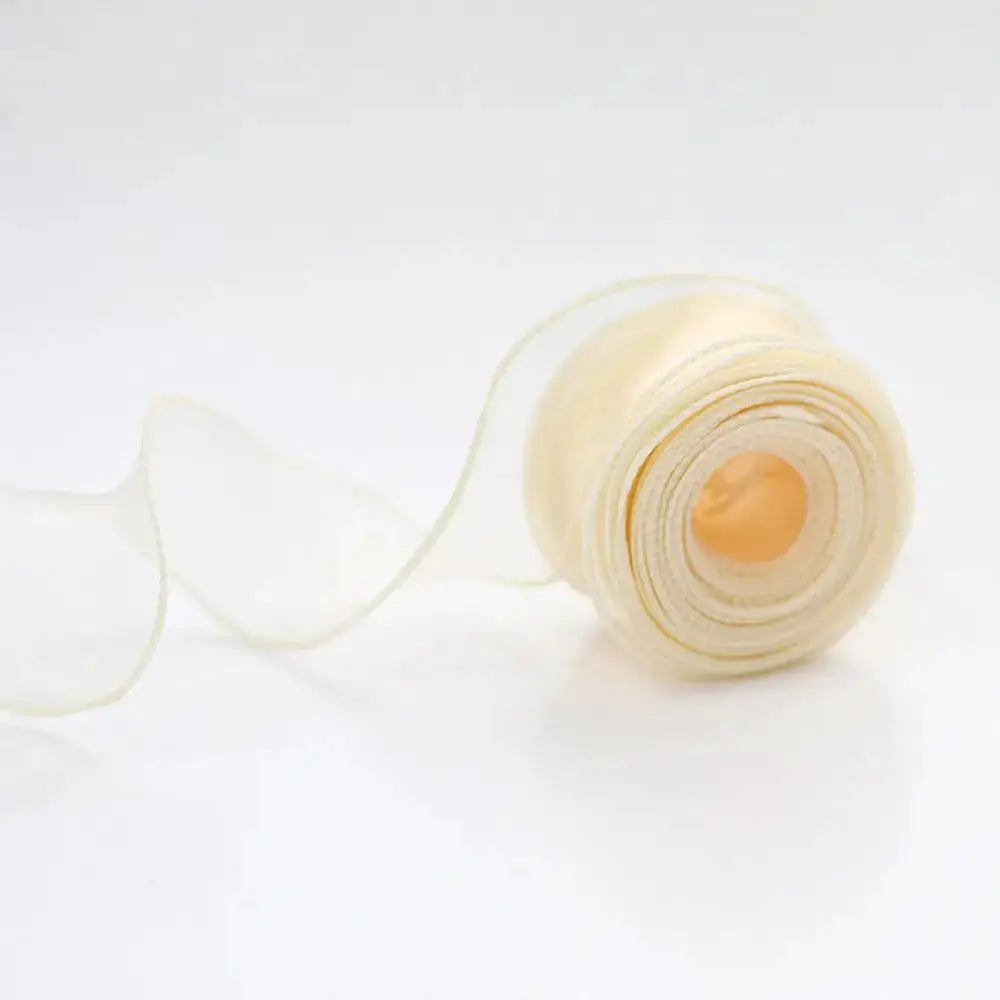 40mm Wide Satin Ribbon Flower Pattern in Organza And Lace Tulle, 10 Yard Roll for Wedding Bouquets And Gift Wrapping