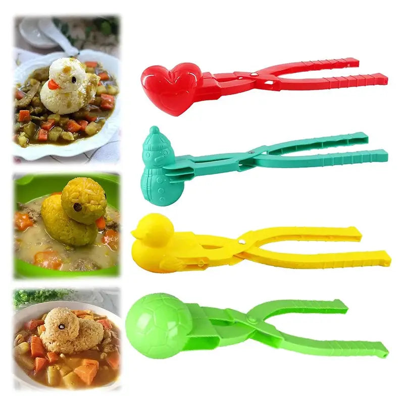 Duck Rice Mold DIY Snowball Maker with Handle Eco Friendly PP Plastic Cute Animal Rice Shaper for Kids and Adults