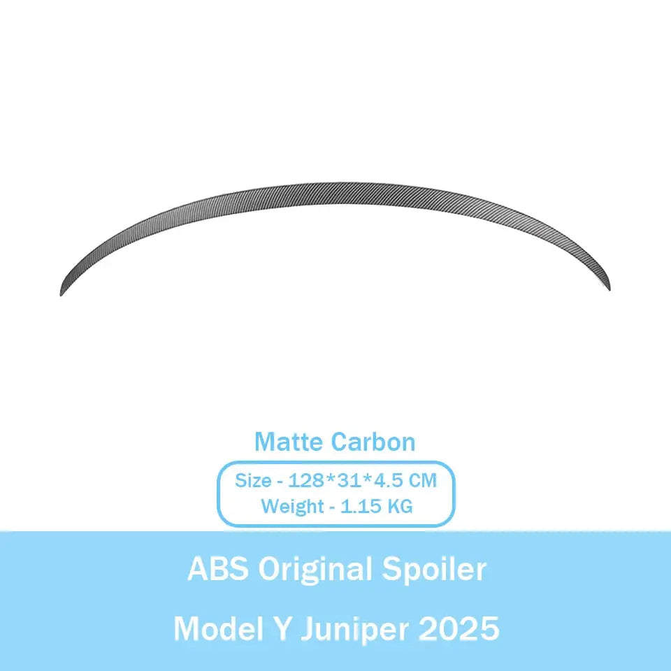 ABS carbon fiber spoiler for Tesla Model Y Juniper 2025, matte carbon finish, original trunk wing