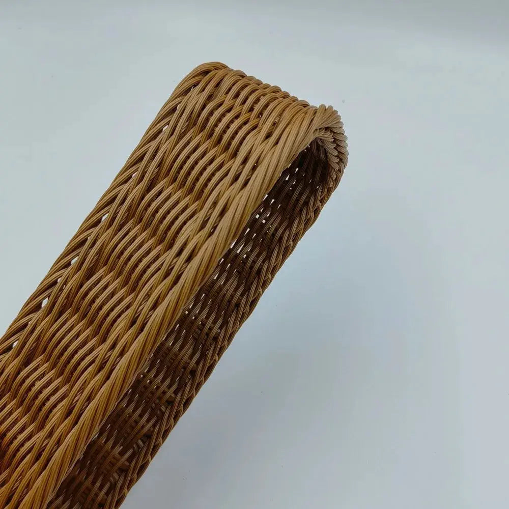 Imitation rattan storage basket, natural brown plastic weave