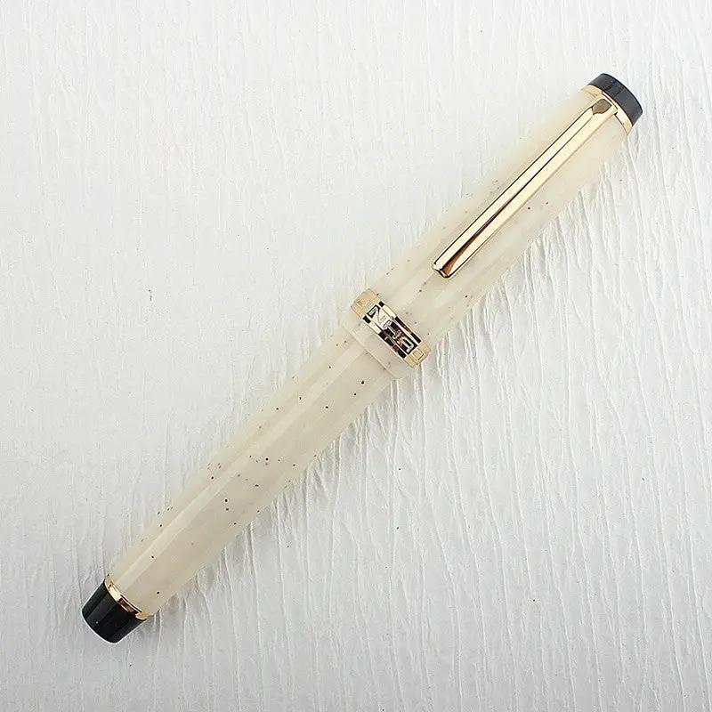 Jinhao 82 fountain pen in cream speckled acrylic with gold trim and clip, converter included