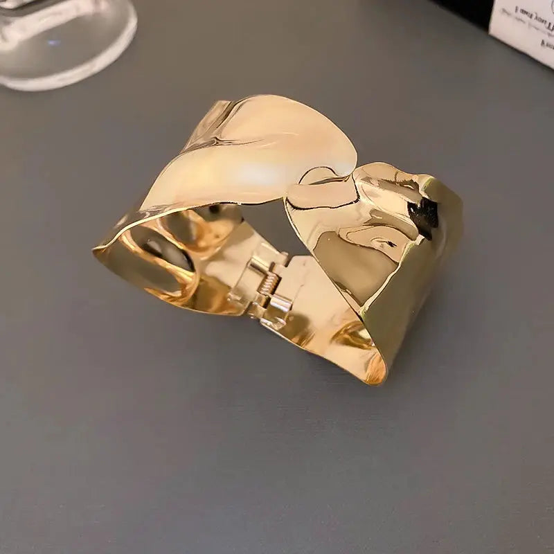 Metal Ring Multi-Layer Geometric Iron Alloy Bracelet, gold-tone for women