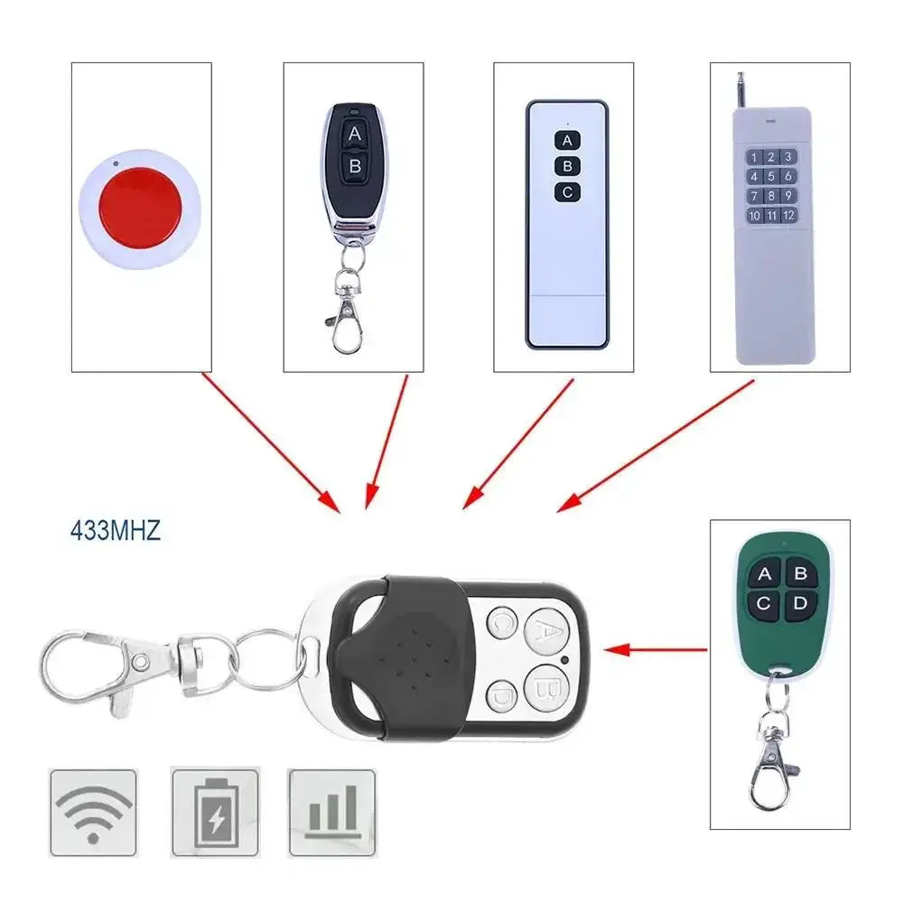 433MHz Smart Copy Duplicator Remote Transmitter With 4 Button Metal Push Button Garage Door Opener