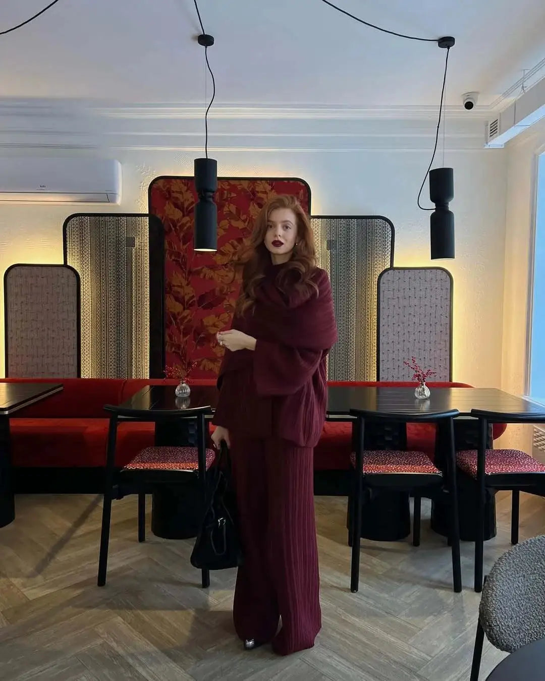 Hirsionsan Two Piece Set Women Polo Neck Cardigan And Midi Dress