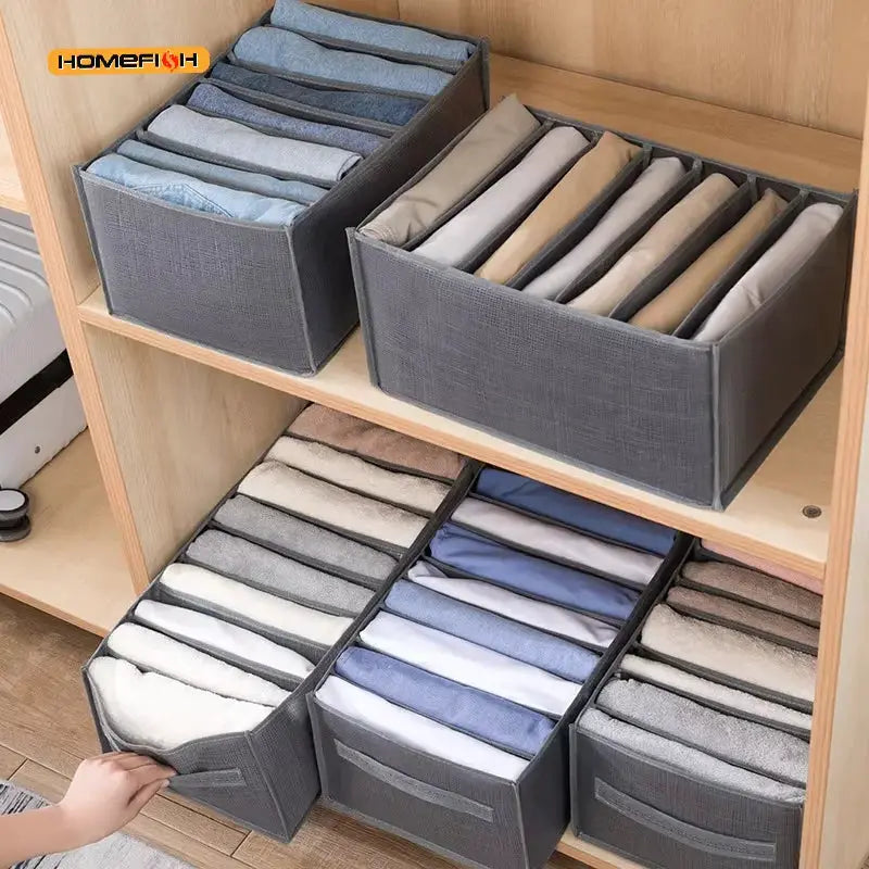 Grey 9 Grid Non Woven Storage Box Durable Washable Space Saving Wardrobe Organizer For Clothes And Underwear