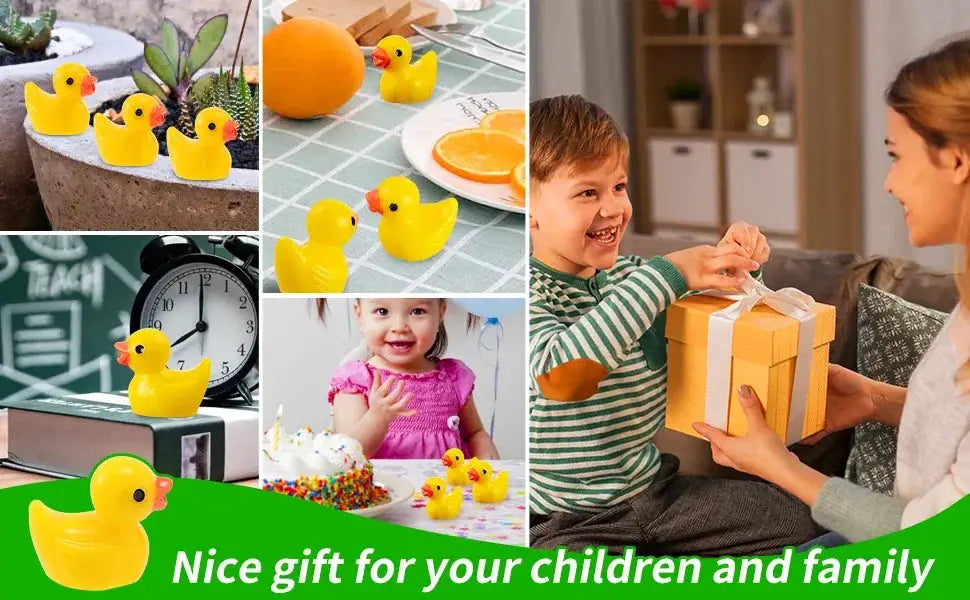 Mini resin ducks set, 100/200 pcs, yellow duck charms by Simples Market