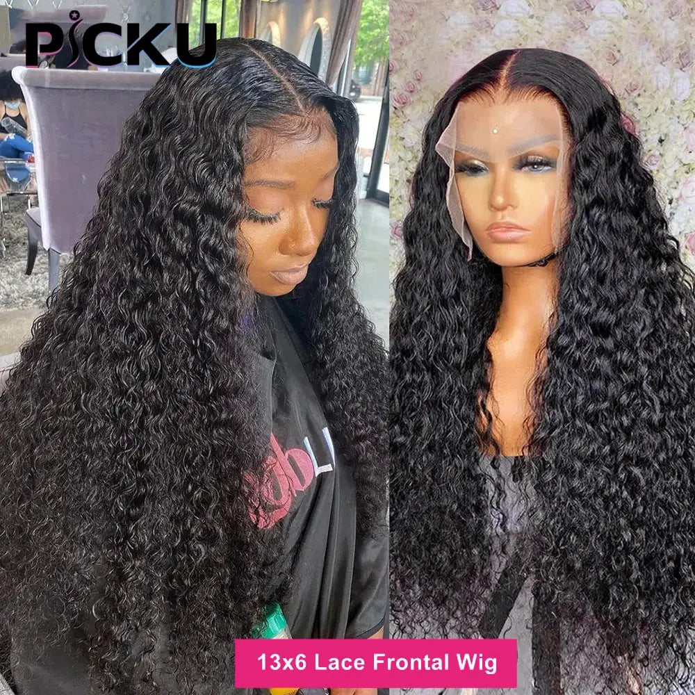 Glueless Wig Human Hair Deep Wave 13x6 HD Swiss Lace Frontal Curly Lace Front Ready To Wear Remy Pre Plucked Picku